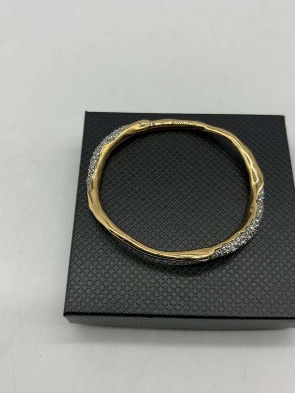 Alexis Bittar Gold and Clear Crystal Sculpted Bangle Bracelet